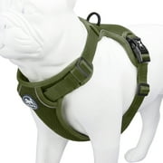 PoyPet Reflective Dog Harness Choke-Free Double Padded Vest, Adjustable Neck and Chest for Small Medium and Large Dogs,Military Green M