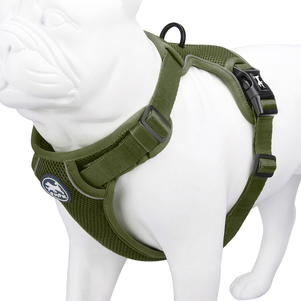 Reflective Dog Harness Choke-Free Double Padded Vest, Adjustable Neck and Chest for Small Medium and Large Dogs,Military Green M at Walmart