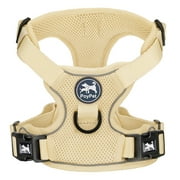 PoyPet Reflective Soft Breathable Mesh Dog Harness Choke-Free Double Padded Vest with Adjustable Neck and Chest,Khaki S