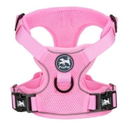 PoyPet Reflective Soft Breathable Mesh Dog Harness Choke-Free Double Padded Vest with Adjustable Neck and Chest,Light Pink M