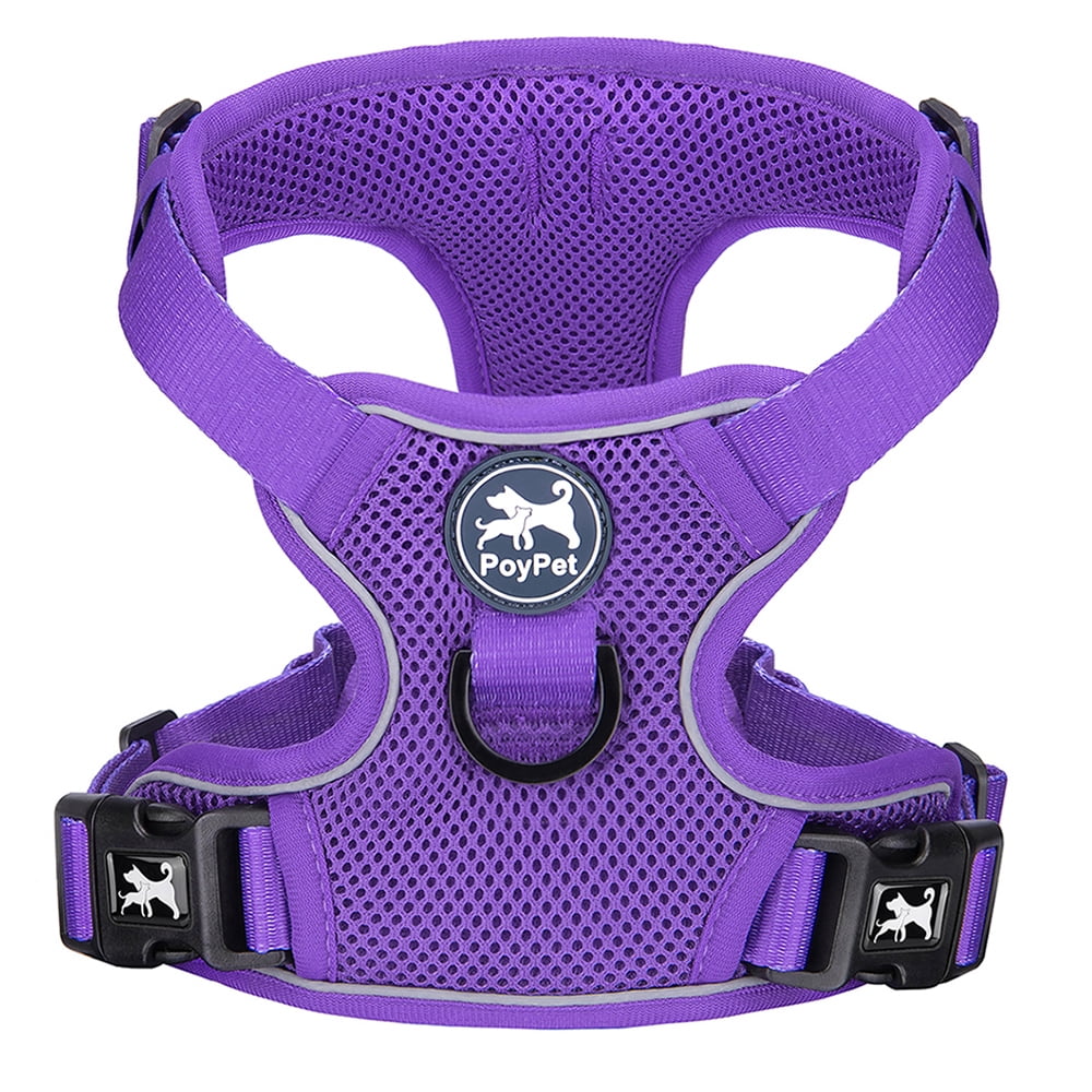 Walmart Deal of Walmart Black Friday Deals 2025 - PoyPet Reflective Soft Breathable Mesh Dog Harness with Adjustable Neck and Chest, XL, Purple