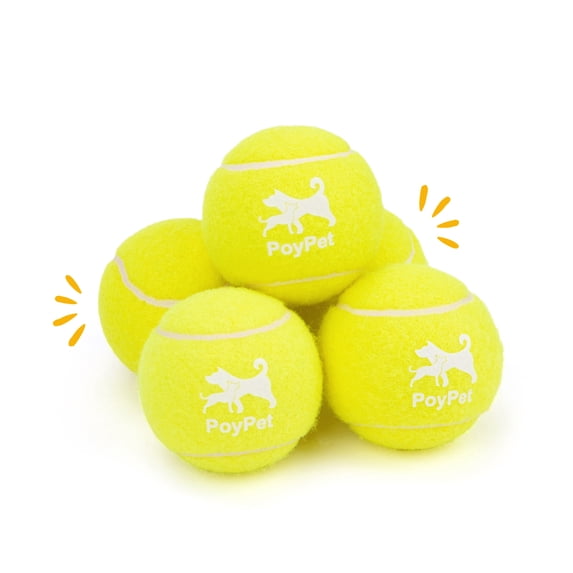 PoyPet Squeaky Tennis Balls for Dogs - 2.5" Interactive Doggy Toys - Safe, Durable for Small Medium Large Dogs Training Playing,Yellow