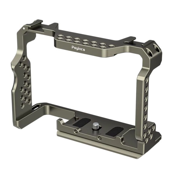 Poyinco Aluminum Camera Cage Video Rig Frame with Cold Shoe and 1/4-20 Threads