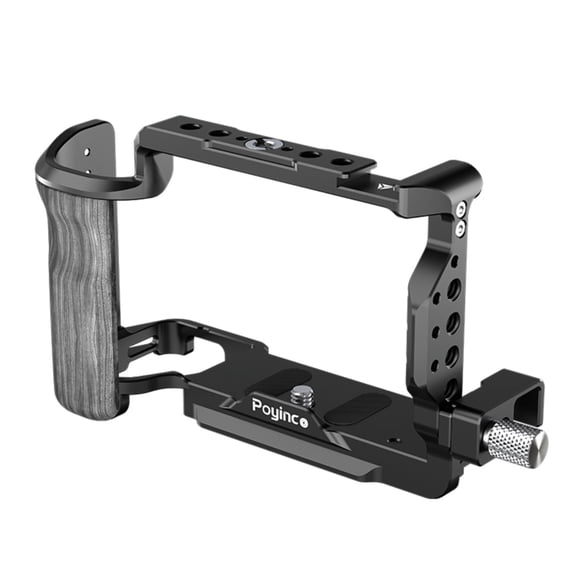Poyinco Camera Cage Compatible with Sony ZV-E1 Aluminum Video Rig Wooden Grip HDMI