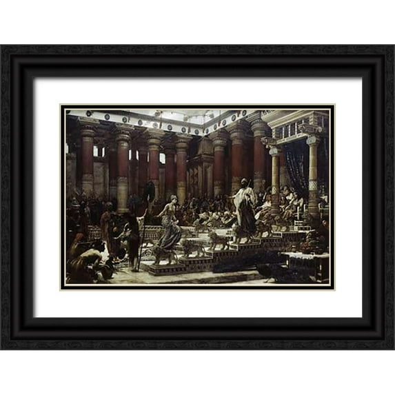 Poynter, Edward John 18x13 Black Ornate Wood Framed with Double Matting Museum Art Print Titled - The Visit of The Queen of Sheba To King Solomon