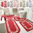 thumbnail image 1 of PoyoKee 4pcs Bathroom Rugs, 47" x 19.6" Rose Floral Absorbent Bath Mat, Non Slide Washable Rugs for Bedroom Shower Toilet Tub, Room Decor, Red, 1 of 7