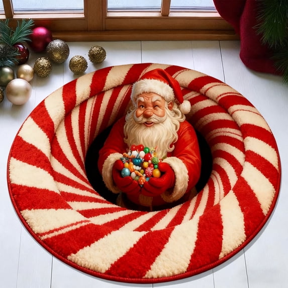 PoyoKee Christmas Door Mat, 15.75" 3D Visual Polyester Christmas Door Mat for Indoor Home Holiday Decor, Washable Rug for Entryway Kitchen Bathroom
