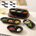 thumbnail image 1 of PoyoKee Dinnerware Sets, 4pcs 3 Compartment Condiment Cups, Plates for Barbecue Hotpot Kitchen and Dining, Dish Set for Kitchen Essentials, Black, 1 of 6