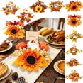 thumbnail image 1 of PoyoKee Fall Wreath - Halloween Indoor Decor, Halloween Pumpkin Maple Leaf Candle Wreaths for Front Door, Thanksgiving Fall Decor for Table, 11", 1 of 7