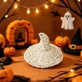 thumbnail image 1 of PoyoKee Halloween Decor Witch Hat, 1pc Mini White Magic Witch Hat Room Decor, Hand Woven Cute Stuff for Dollhouses Fairys Garden Halloween Decorations, 1 of 9