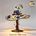 thumbnail image 1 of PoyoKee Halloween Witch Lamp, Gothic Witch Hat Night Light, Resin Desk Lamp for Holiday Party Book Shelf Mantel Halloween Decorations Indoor Decor, 8", 1 of 7