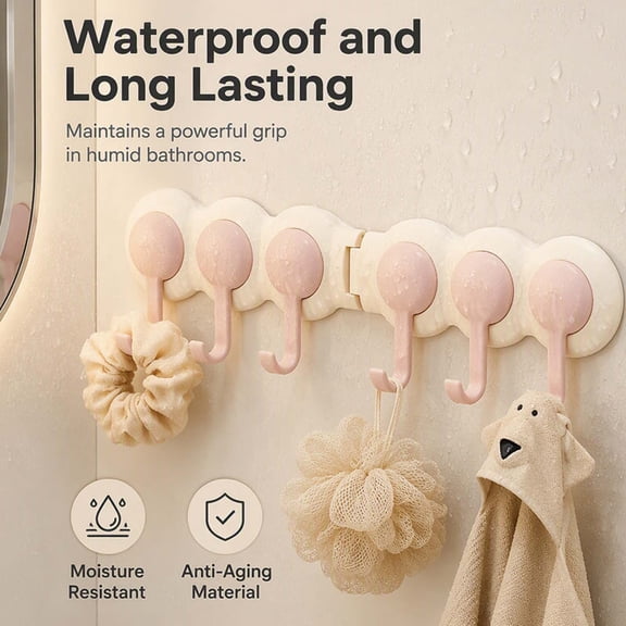 PoyoKee Hooks for Hanging, Abs 180° Rotating Drill‑Free Structure Wall Hooks, Practical Hanging Hooks for Bathroom Corners Kitchen Countertops Entryway Layouts