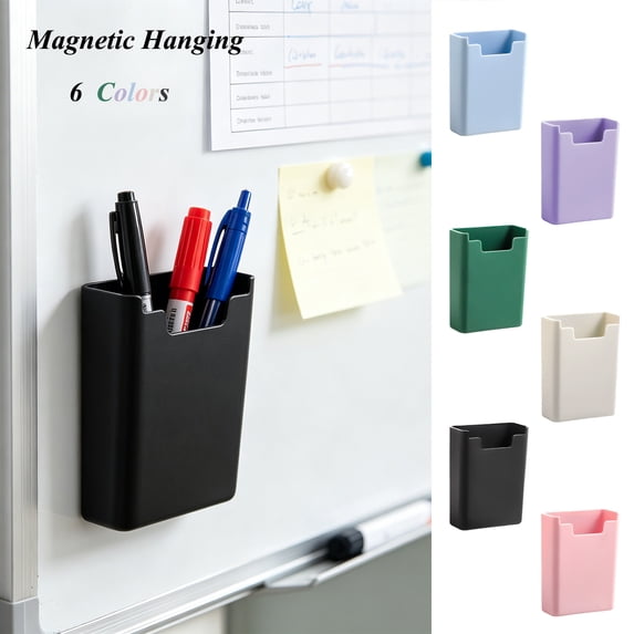 PoyoKee Magnetic Hanging Pen Holder, 3.5" x 2.5" Suction Pencil Holder for Office, Large Capacity Office Desk Accessories, Desk Organizer, Green