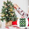 PoyoKee Pearl Christmas Ornaments, 24 Pcs Green PVC Glass Christmas Balls Ornaments, 1.18in Mini Green Ball Xmas Tree Decorations, Hanging Ornament Clearance for Wedding Party Home Decor(G)