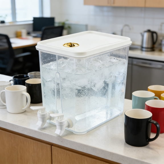 PoyoKee Pitcher, 8 L 2 Compartment Water Pitcher with Lid, Leak proof, Cold Water Kettle with Faucet for Fridge, Kitchen Gadgets for Home, Gold