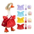 thumbnail image 1 of PoyoKee Porch Goose Outfits, Mini Desk Goose Outfits for Birthday, Summer Clothes with Hat Dress Bag for Porch Decor Home Decor, 7 inch - Red, 1 of 7