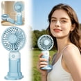 thumbnail image 1 of PoyoKee Portable Fan, 3 Speeds Adjustable Tilt Mini Handheld Fan, Quiet Usb Rechargeable Desk Fan for Outdoor Travel Essentials Makeup, 6" , Blue, 1 of 8