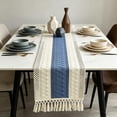 thumbnail image 1 of PoyoKee Table Runner, Boho Color Block Table Cloth, Linen Tassel Tablecloth Party Decorations for Kitchen and Dining Home Decor, 47 x 11 inch, 1 of 6
