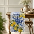 thumbnail image 1 of PoyoKee Table Runner, Mediterranean Lemon Print Table Cloth, Blue Tile Tablecloth Party Decorations for Kitchen and Dining, Home Decor, 72 x 13 inch, 1 of 6
