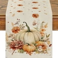 thumbnail image 1 of PoyoKee Thanksgiving Linen Table Runner, 72" x 13" Fall Pumpkin Maple Leaf Table Cloth, Fall Decor for Kitchen Party Dining Mantel Party Decorations, 1 of 6