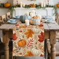 thumbnail image 1 of PoyoKee Thanksgiving Linen Table Runner, 72" x 13" Fall Pumpkin Maple Leaf Table Cloth, Fall Decor for Kitchen Party Dining Mantel Party Decorations, 1 of 6