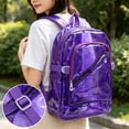 thumbnail image 1 of PoyoKee Transparent Backpack, 1pc Candy Color Jelly Travel Backpack for Hiking, Lightweight Water Resistant Work Backpack for Women Men, Purple, 1 of 7