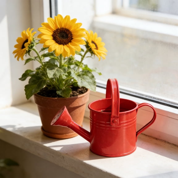 PoyoKee Watering Can, Mini Iron Household Watering Cans, Multi Purpose Spray Bottles for Indoor Outdoor Plants, Garden Tools, 200ml/6.8oz, Red