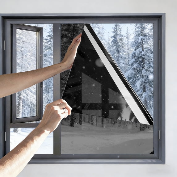 PoyoKee Window Privacy Film, 16" x 78" Mirror Tint Privacy Window Film, One Way Heat Control Sun Blocking Reflective Clings, Tint for Home, Black