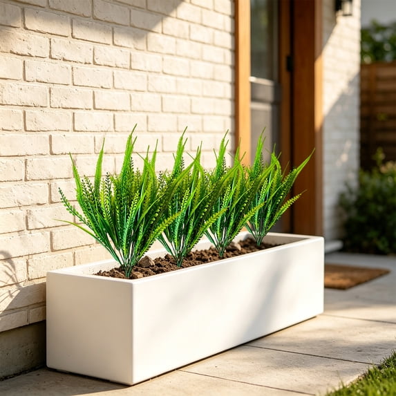 Poyokee Fake Plants, Reusable Plastic Artificial Fountain Grass Fake Outdoor Plants, Artificial Decor Plants for Outdoor Garden Home Decor