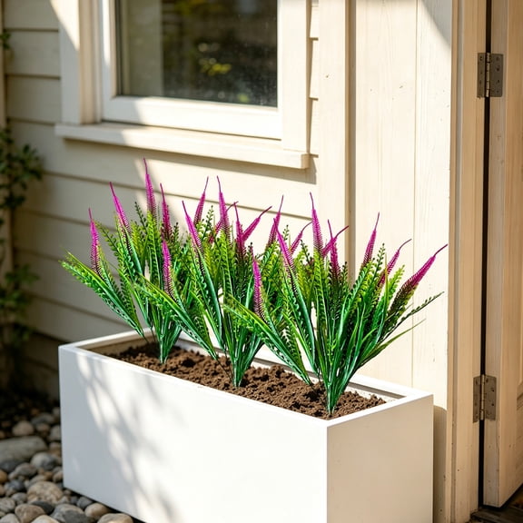 Poyokee Fake Plants, Reusable Plastic Artificial Fountain Grass Fake Outdoor Plants, Artificial Decor Plants for Outdoor Garden Home Decor