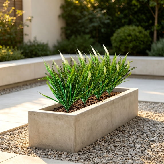 Poyokee Fake Plants, Reusable Plastic Artificial Fountain Grass Fake Outdoor Plants, Artificial Decor Plants for Outdoor Garden Home Decor