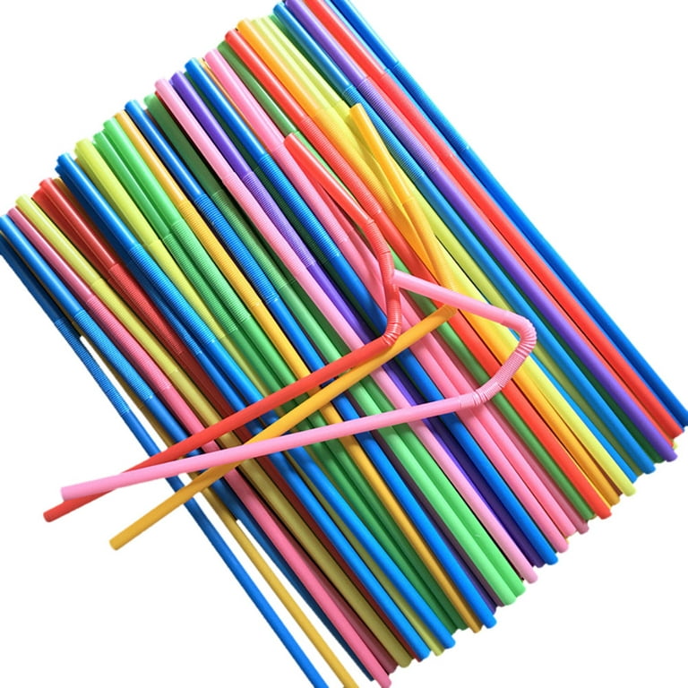 PoypyozzZ reusable straws plastic straws 100pcs Multicolor Disposable  Drinking Straws Home Bar Party Cocktail Drink Straw Multicolor 