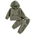 thumbnail image 1 of Poyxiany Baby Boy Sweatsuit Outfits Solid Color Hoodie Sweatshirt Sweatpants Toddler Infant Spring Fall Clothes Set, 1 of 9