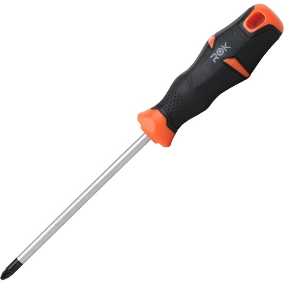 Pozi #2 Screwdriver, Chrome Shaft in Black with Orange Handle, POZI