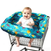 Pozico 2-in-1 Padded Baby Shopping Cart & High Chair Cover, Universal Fit, Ocean World Print, with Carry Bag, Machine Washable