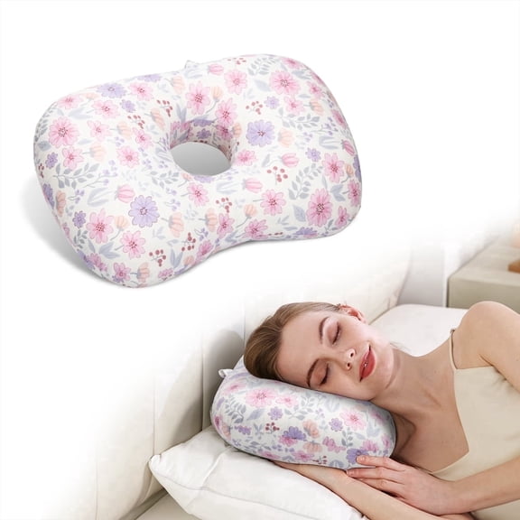 Pozico Ear Pillow for Piercings - 4" Hollow Ear Hole Side Sleeping Pillow - Premium Velvet Hypoallergenic - Neck Support Pain Relief for New Piercings, Post Ear Surgery, Side Sleepers