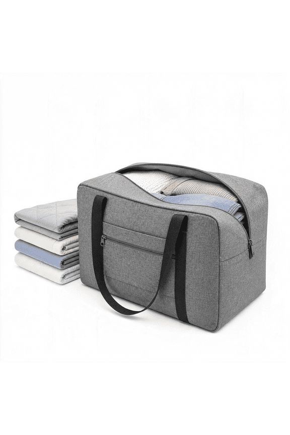 Carry-on Travel Tote Bag, 16 inch Lightweight Overnight Weekender Duffel Bag with Front Zipper Pocket, Heather Grey, for Gym and Daily Use