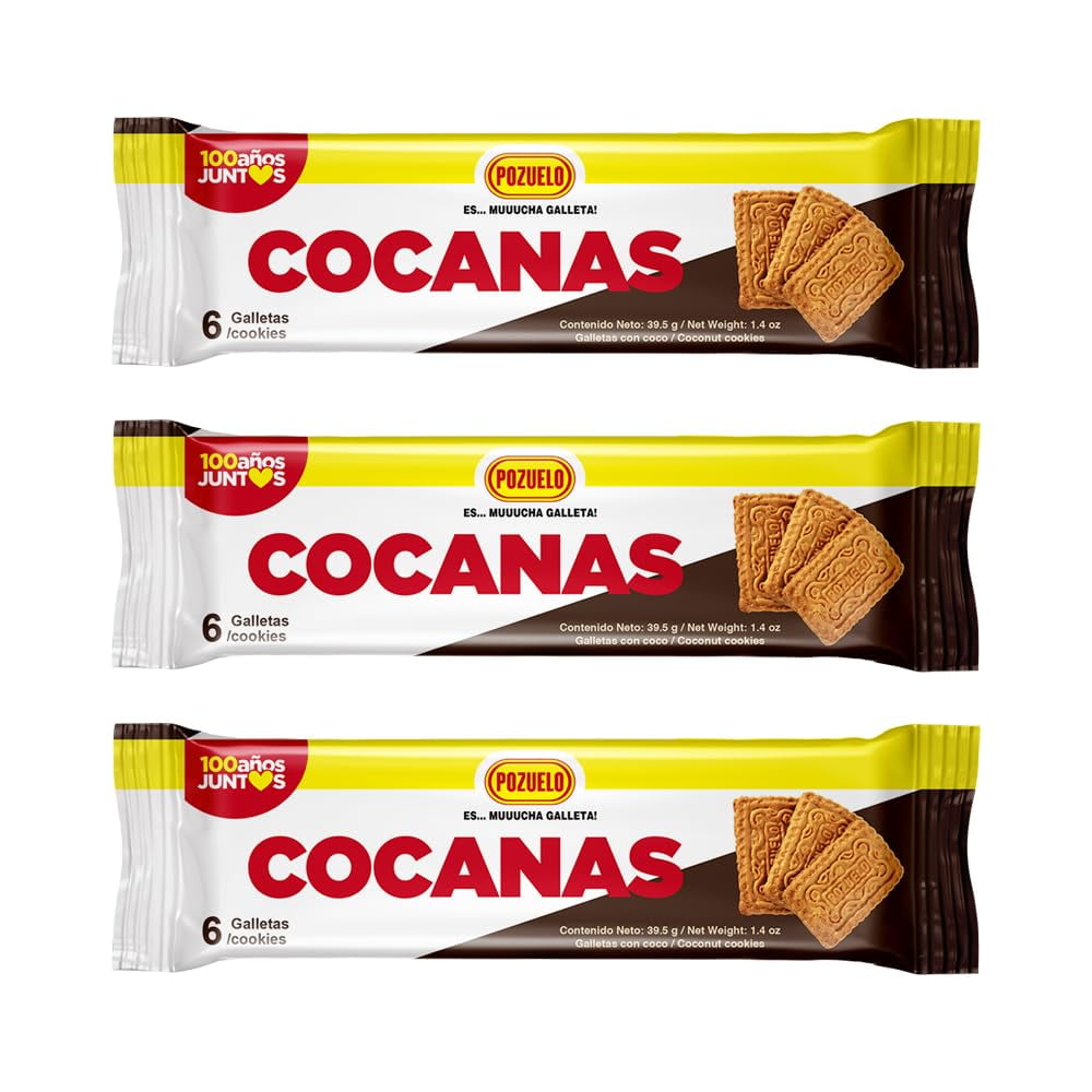 Pozuelo Cocanas Cookies | AKF18 Coconut Cookies | Fresh & Crunchy | Great Dessert | 5.89 Oz (Pack of 3)