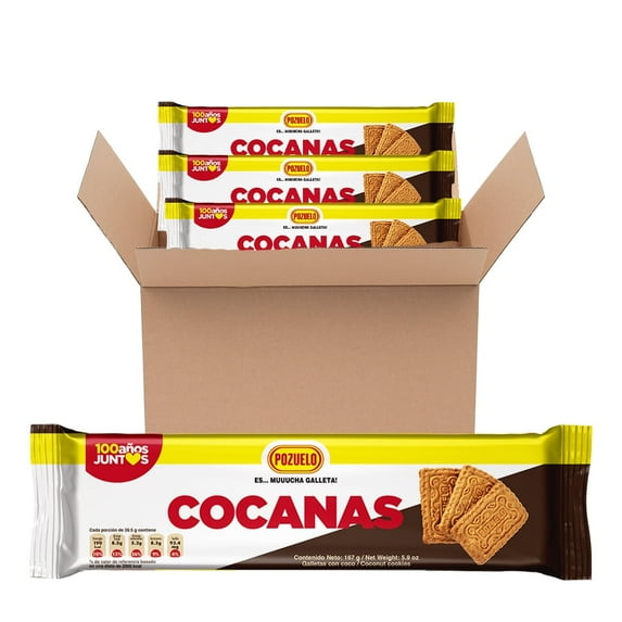Pozuelo Cocanas Cookies, Crunchy, 5.89 oz, Pack of 3