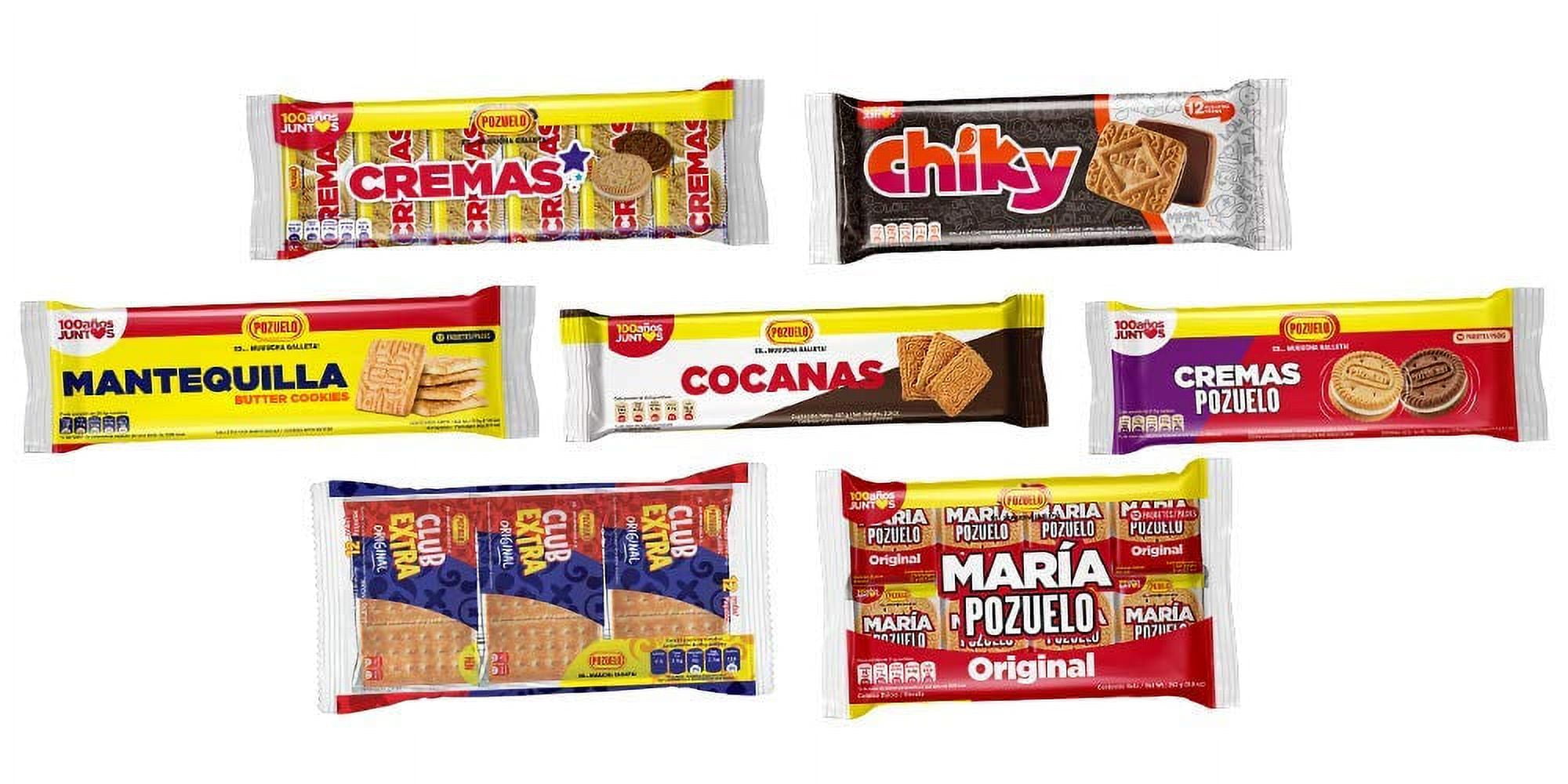 Pozuelo Cookies & Crackers CCF19 Variety Bundle | Chiky Chocolate, Butter Cookies, Club Extra Crackers, Cremas Star, Cremas Mixed, Maria Pozuelo, Cocanas | Pack of 7