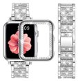 thumbnail image 1 of Pozyie Compatible with Apple Watch Band 44mm with Women's Sparkling Diamond Case, Jewelry Replacement Metal Wristband for iWatch Series456 ,Silver, 1 of 7