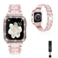 thumbnail image 1 of Pozyie Compatible with Apple Watch Band 45 mm with Sparkling Diamond Case for Women, Jewelry Replacement Metal Wristband for iWatch Series,Pink, 1 of 7