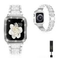 thumbnail image 1 of Pozyie Compatible with Apple Watch Band 45 mm with Sparkling Diamond Case for Women, Jewelry Replacement Metal Wristband for iWatch Series,Silver, 1 of 7