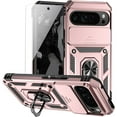 thumbnail image 1 of Pozyie for Google Pixel 9 / 9 Pro Rugged Phone Case with Screen Protector, Kickstand, TPU Bumper, Drop Proof Military Grade Protective Shell, RoseGold, 1 of 7