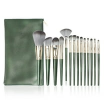 Pozyie BK Makeup Brush Set, Premium Synthetic 14 Pcs Makeup Brushes, Travel Makeup Brush Set for Foundation, Concealer, Blush and Eyeshadow Brush，Green