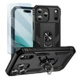 thumbnail image 1 of Pozyie Rugged Case for iPhone 17 Pro Max with Screen Protector, Full-Body Shockproof Protective Cover with Metal Magnetic 360° Rotating Ring Kickstand, Black, 1 of 6