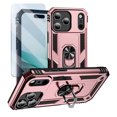 thumbnail image 1 of Pozyie Rugged Case for iPhone 17 Pro Max with Screen Protector, Full-Body Shockproof Protective Cover with Metal Magnetic 360° Rotating Ring Kickstand, Rose Gold, 1 of 6