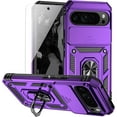 thumbnail image 1 of Pozyie for Google Pixel 9 / 9 Pro Rugged Phone Case with Screen Protector, Kickstand, TPU Bumper, Drop Proof Military Grade Protective Shell, Purple, 1 of 7