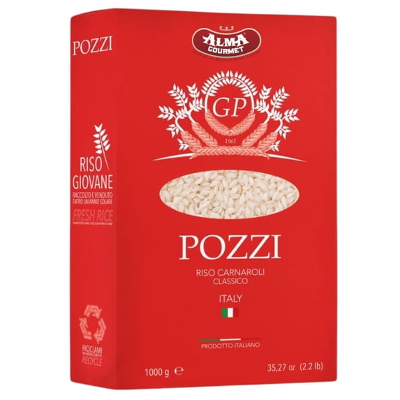 Pozzi Carnaroli Rice Classico, 2.2 lb (1 kg), Italian Rice for Risotto, Premium Grain from Italy, pack of 1