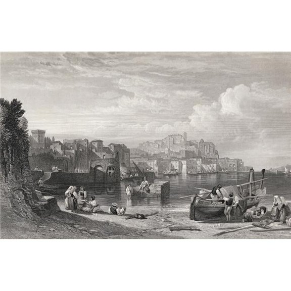 Pozzuoli the Ancient Puteoli Engraved by W. Richardson After W. L. Leitch From Poster Print, 18 x 11